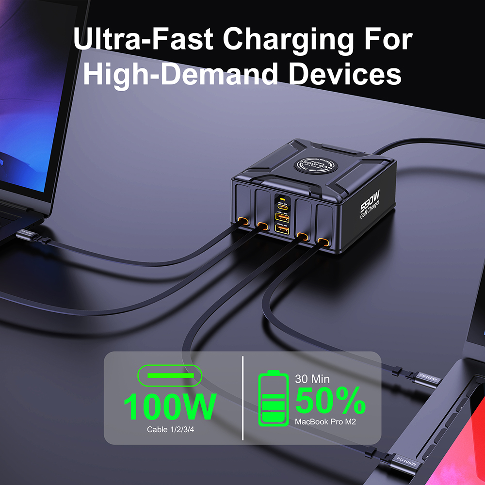 550W 7-in-1 Charging Station w - Cable Lock Laptop avaliação e preço
