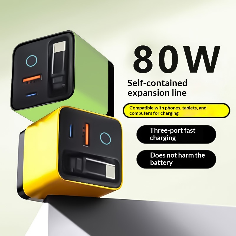 80W GaN Fast Charger Built In  - Cable Lock Laptop avaliação e preço